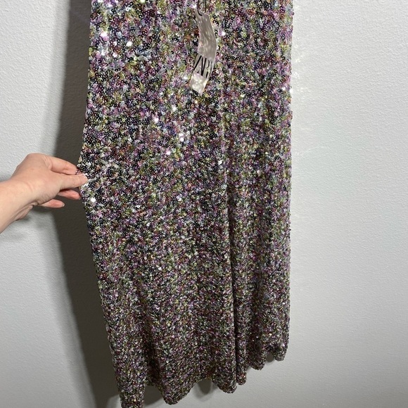 Zara Viral colorful SEQUIN KNIT HALTER DRESS NWT - Picture 7 of 14